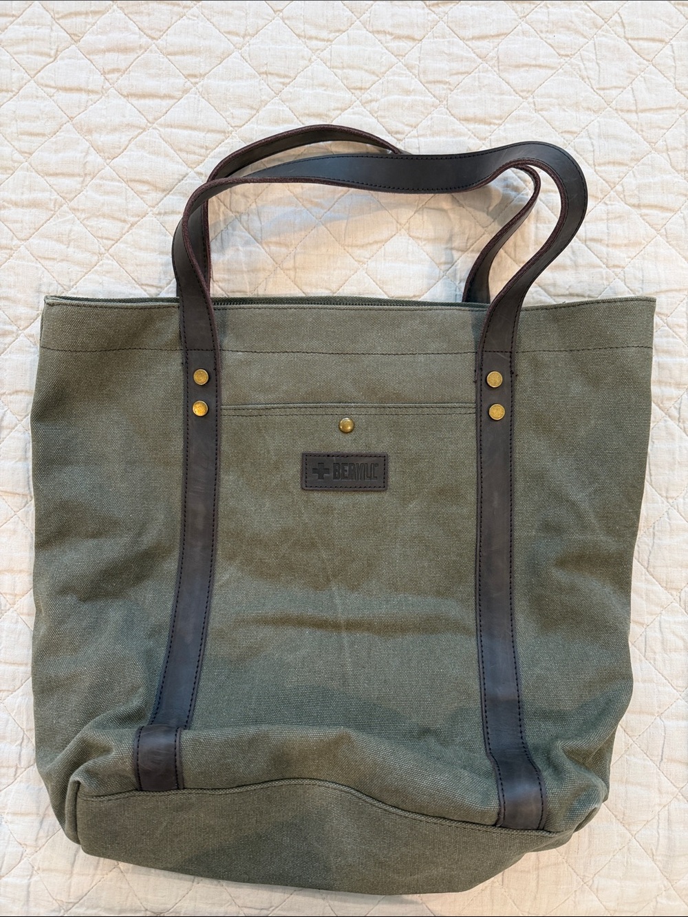 Beryll Canvas and Leather Studded Tote Bag
